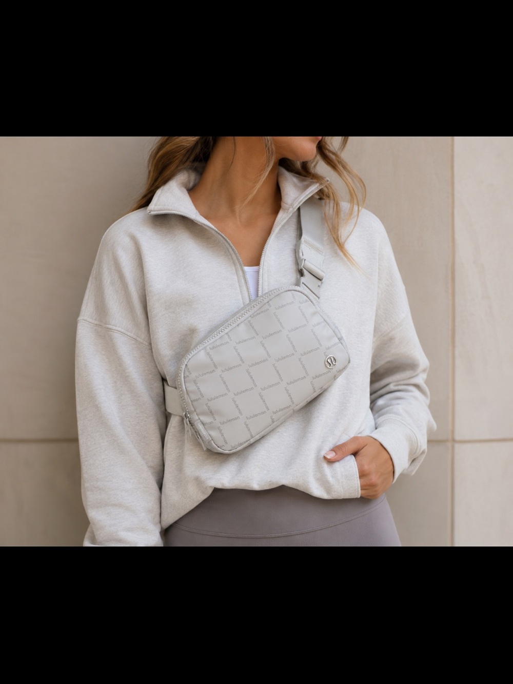#750 NWT Lululemon Everywhere Belt Bag 1L White Granite Medium Light Grey